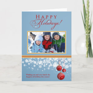 Carte d'Holiday Card Snow Ornaments Family (blue)