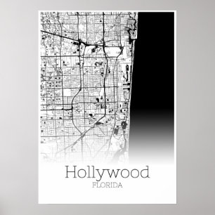 Carte d'Hollywood - Floride - Affiche de la carte 