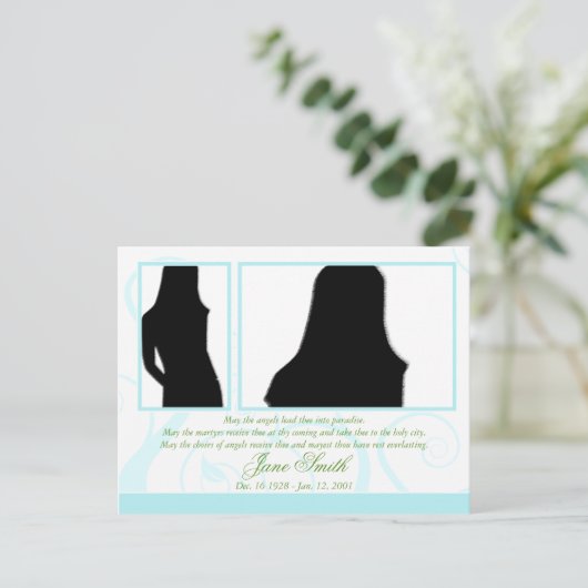 Carte d'hommage commémorative funéraire (Debout devant)