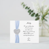 Carte d'honneur Diamond Heart Blue Mariage Maid Of (Debout devant)
