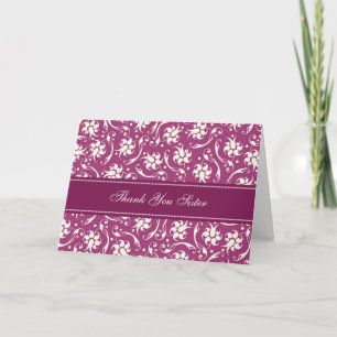 Carte d'honneur Fuchsia Floral Sister Merci
