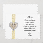 Carte d'honneur Mariage de dentelle jaune Unicorn (Devant / Derrière)