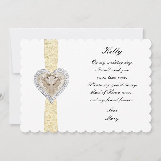 Carte d'honneur Mariage de dentelle jaune Unicorn (Devant)