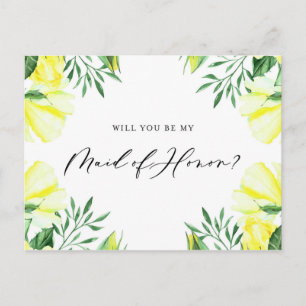 Carte d'honneur pour les Roses d'aquarelle jaune