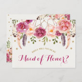 Carte d'honneur Rustique Boho Floral Dreamcatcher (Devant / Derrière)