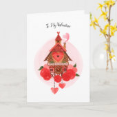 Carte d'horloge Valentine Cuckoo (Fleur jaune)