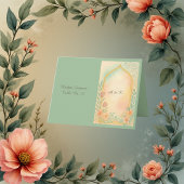 Carte d'hôte Soft Pastel Gold Floral Arch Mariage
