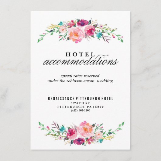 Carte d'hôtel Bohemian Floral Mariage (Devant)