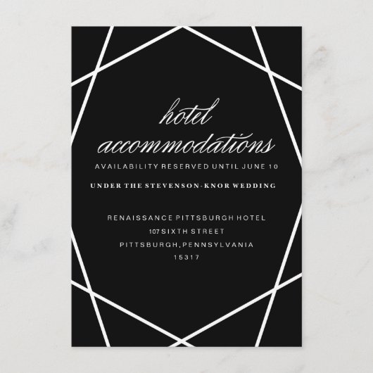 Carte d'hôtel géométrique moderne (Devant)