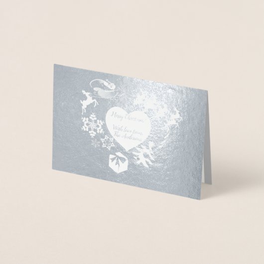 Carte d'huile d'argent Reindeer Père Noël de Noël (Devant)