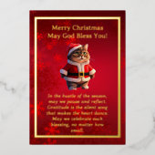 Carte d'huile de chat mignonne à Santa Hat (Recto)