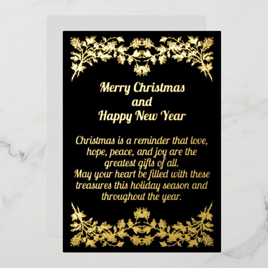 Carte d'huile de Noël Feuille d'or (Recto/Verso)