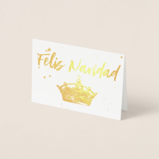 Carte d'huile de Noël Gold Crown Feliz Navidad (Devant)