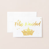 Carte d'huile de Noël Gold Crown Feliz Navidad (Devant avec enveloppe)