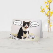 Carte d'humour d'anniversaire de chat de smoking (Fleur jaune)