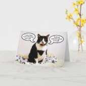 Carte d'Humour d'anniversaire de Tuxedo Cat (Fleur jaune)