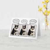 Carte d'Humour d'anniversaire de Tuxedo Cat (Fleur jaune)