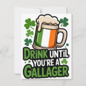 Carte d'humour de boisson pour la Saint-Patrick (Devant)