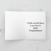 Carte d'Humour de retraite pour dentiste amusant (Intérieur)