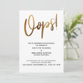 Carte d'humour doré Mariage reporté Oups ! (Debout devant)