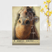 carte d'humour girafe nez (Fleur jaune)