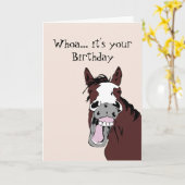 Carte d'Humour pour l'anniversaire du Cheval de Ri (Fleur jaune)