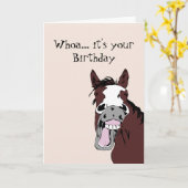 Carte d'Humour pour l'anniversaire du Cheval de Ri (Fleur jaune)
