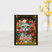 Carte Dia De Los Meowtos Sugar Skull Cat Gift  (Fleur jaune)