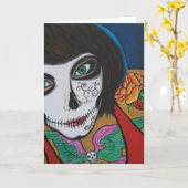 Carte Dia De los Muertos (Fleur jaune)