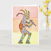 Carte Dia de Los Muertos Kokopelli (Fleur jaune)