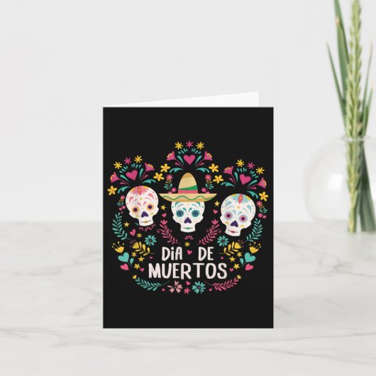 Carte Dia De Muertos Skeleton Head Sugar Bone Halloween (Devant)