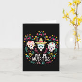 Carte Dia De Muertos Skeleton Head Sugar Bone Halloween (Fleur jaune)
