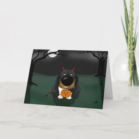 Carte Diable de Halloween de teckel (Devant)