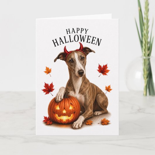Carte Diable de Halloween Whippet (Devant)