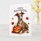 Carte Diable de Halloween Whippet (Fleur jaune)