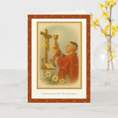 Carte Diacre de l'ordination du prêtre catholique (Fleur jaune)