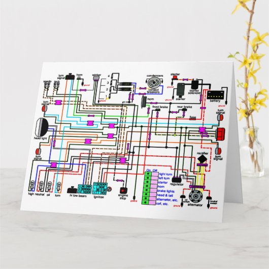 Carte Diagramme de câblage de moto. (Fleur jaune)