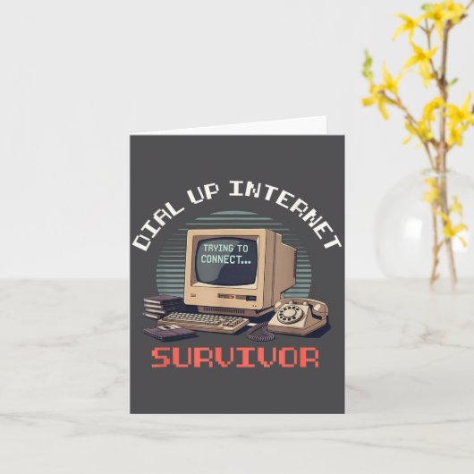 Carte Dial Up Internet Survivor Funny Retro Computer Lov (Fleur jaune)
