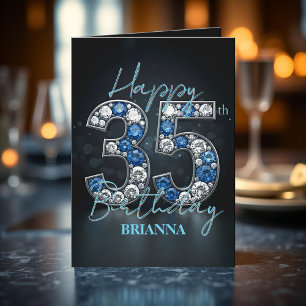 Carte Diamant de saphir brillant opulent 35e anniversair