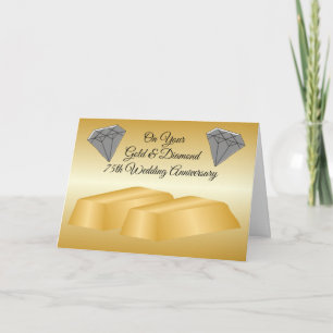 Carte Diamant d'or Personnalisé 75e anniversaire de Mari