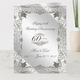 Carte Diamant florissant 60e anniversaire 8,5 X 11