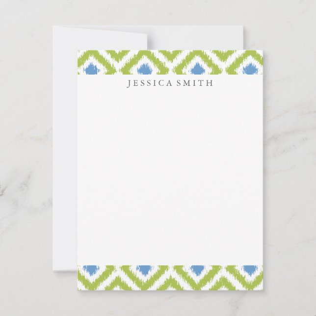 Carte Diamants bleus verts Ikat Motif (Devant)