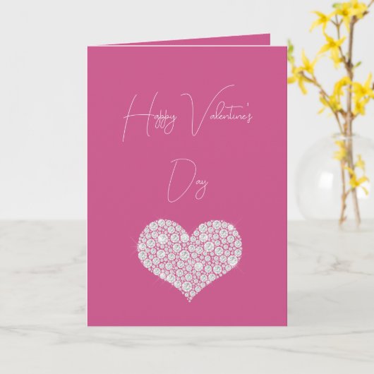 Carte Diamants coeurs Glam rose (Fleur jaune)