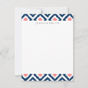 Carte Diamants de corail bleu marine Ikat Motif