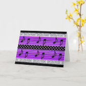 Carte Diamants et notes musicales de points Polka violet (Fleur jaune)