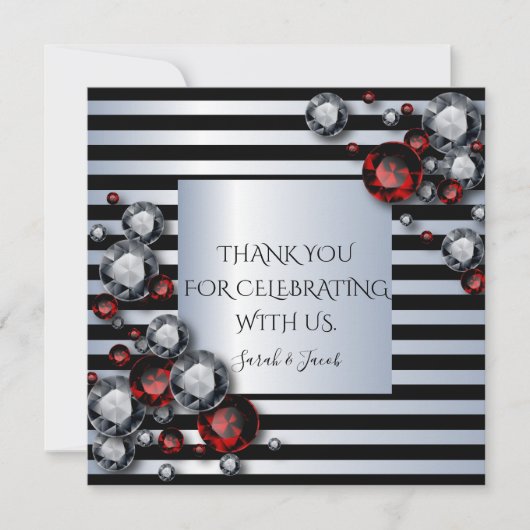 Carte Diamants et rubis sur bandes noires et argentées (Devant)