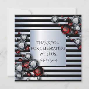 Carte Diamants et rubis sur bandes noires et argentées