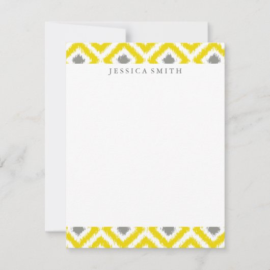 Carte Diamants gris jaune Merci Motif Ikat (Devant)