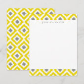Carte Diamants gris jaune Merci Motif Ikat (Devant / Derrière)
