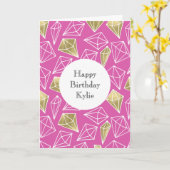 Carte Diamants Or Rose Noël (Fleur jaune)